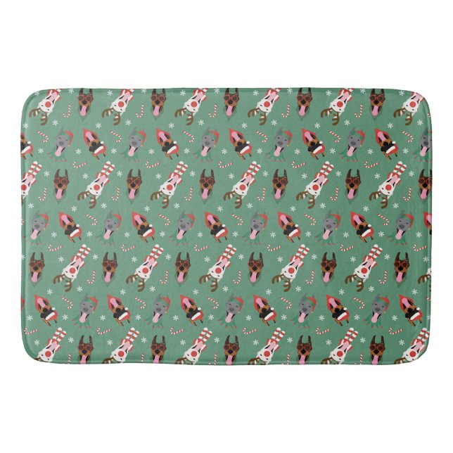 Christmas Dobermann Dogs Bath Mat (Front)