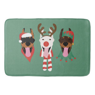 Christmas Dobermann Dogs Bath Mat