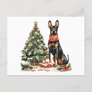 Christmas Dobermann Dogs Postcard