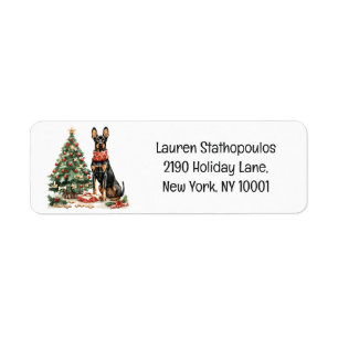 Christmas Dobermann Dogs Return Address Label