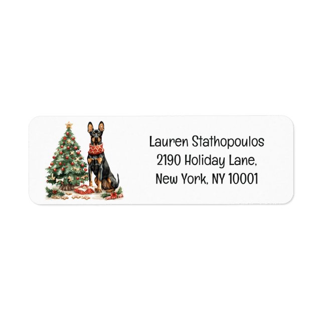 Christmas Dobermann Dogs Return Address Label (Front)