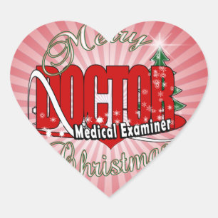 CHRISTMAS DOCTOR MEDICAL EXAMINER HEART STICKER