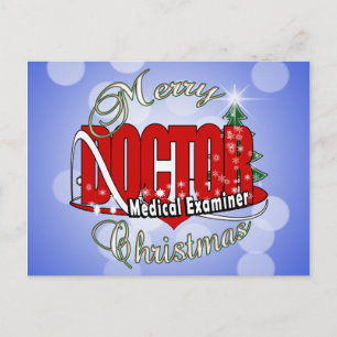 CHRISTMAS DOCTOR MEDICAL EXAMINER HOLIDAY POSTCARD