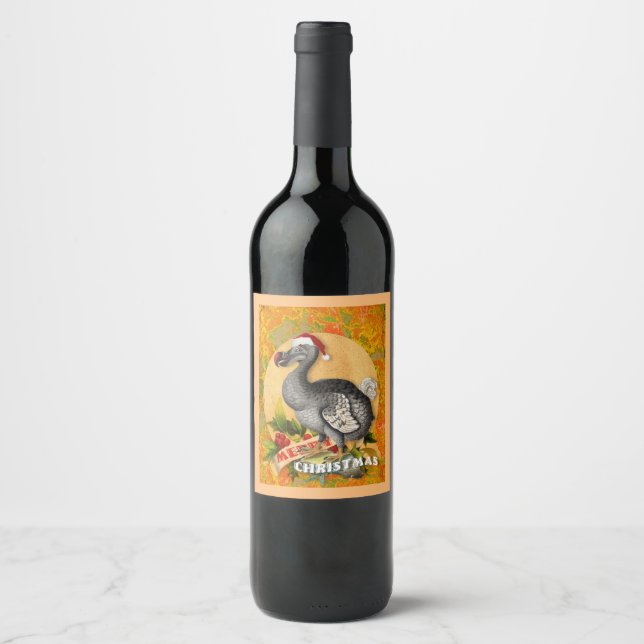 Christmas Dodo Bird Wine Label (Front)