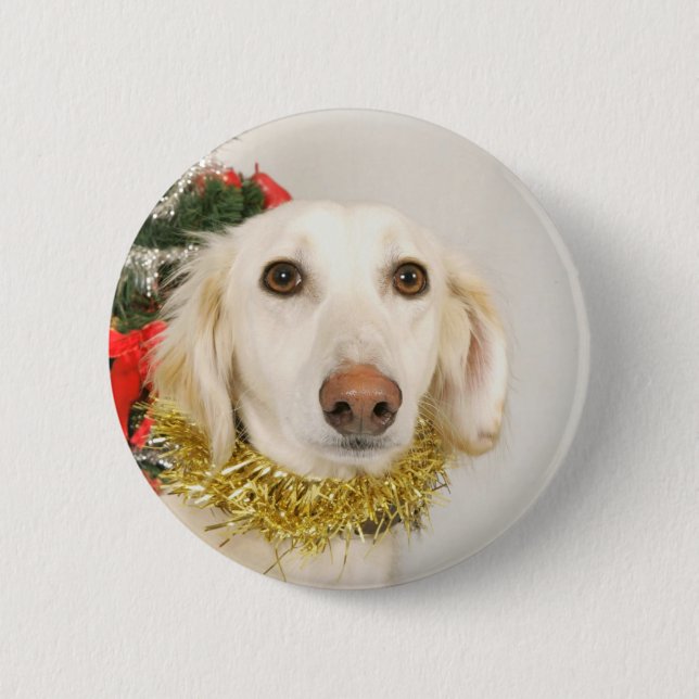 Christmas Dog 2 6 Cm Round Badge (Front)