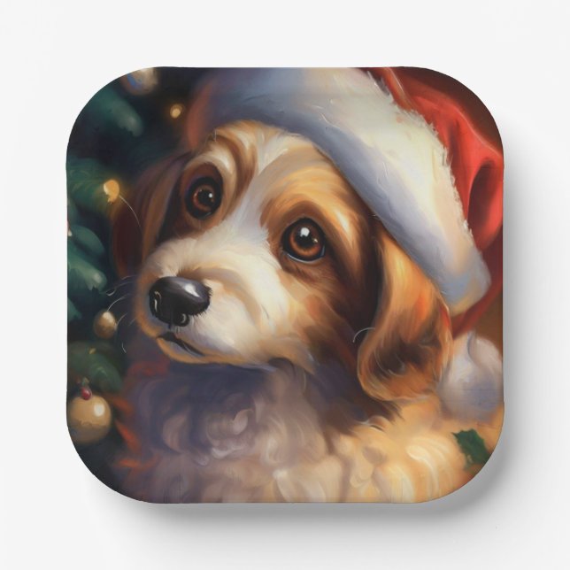 Christmas Dog 2 Paper Plate (Front)