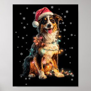 Christmas Dog Australian Shepherd Santa Xmas Women Poster