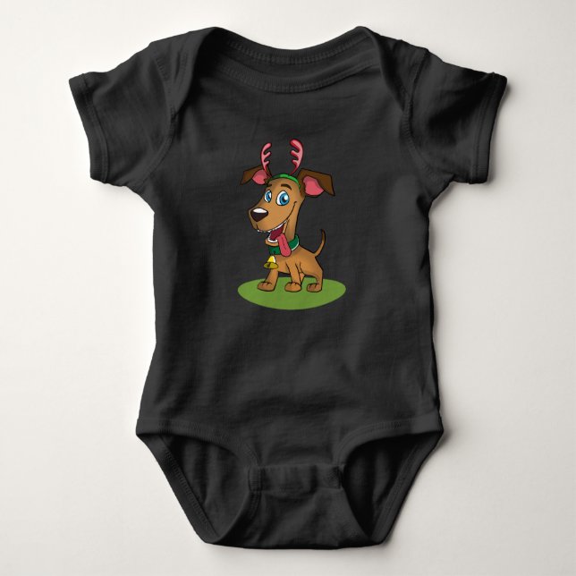 Christmas dog baby bodysuit (Front)
