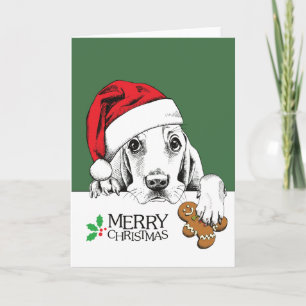 Christmas Dog Basset Hound Holiday Card