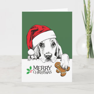 Christmas Dog Basset Hound Holiday Card