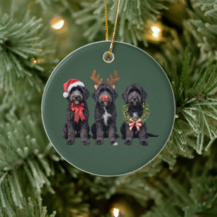 Christmas Dog Black Goldendoodle Doodle Mum Winter Ceramic Ornament