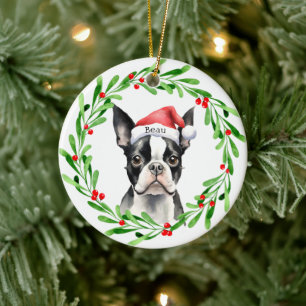 Christmas Dog Boston Terrier Terrier Holidays Pet Ceramic Ornament