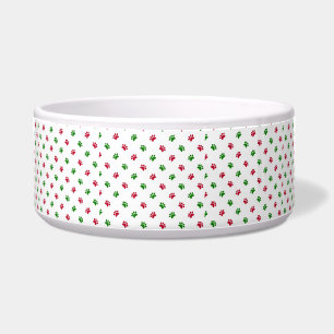Christmas Dog Bowl Paw Prints