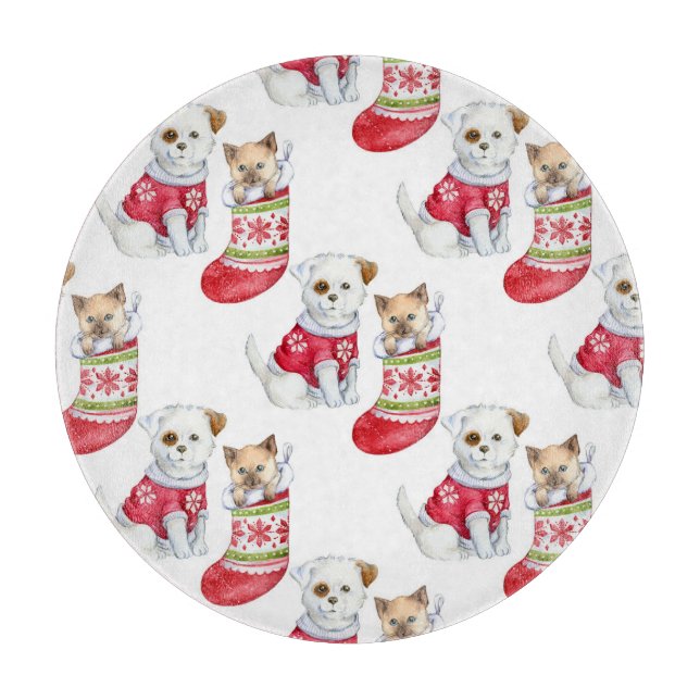 Christmas Dog & Cat Cutting Board (Front)