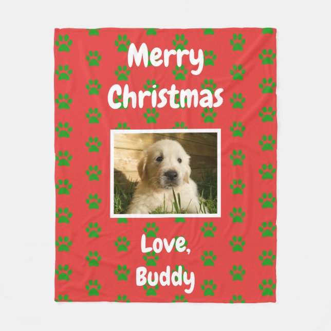 Christmas Dog Cat Dad Mum Pet Love Photo Fleece Blanket (Front)
