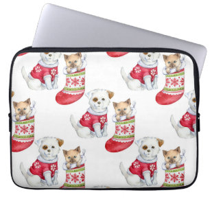 Christmas Dog & Cat Laptop Sleeve