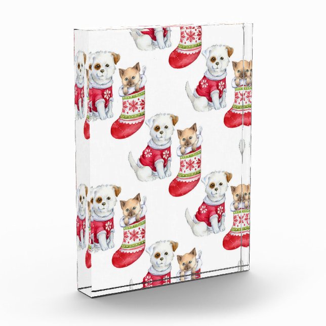 Christmas Dog & Cat Photo Block (Left)