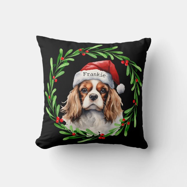 Christmas Dog Cavalier King Charles Spaniel Pet Cushion (Front)