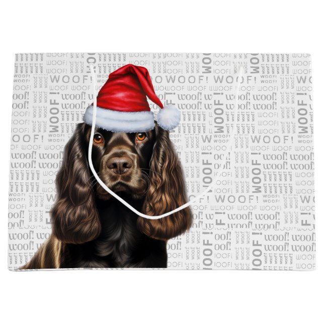 Christmas Dog Chocolate Cocker Spaniel Holiday Large Gift Bag (Front)
