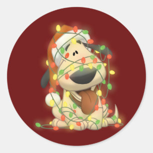 Christmas Dog Classic Round Sticker
