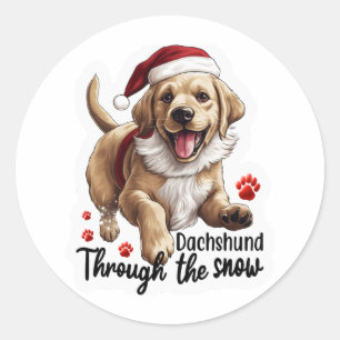 Christmas dog classic round sticker