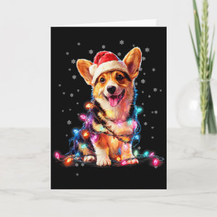 Christmas Dog Corgi Santa Xmas Women Men Kids  Card
