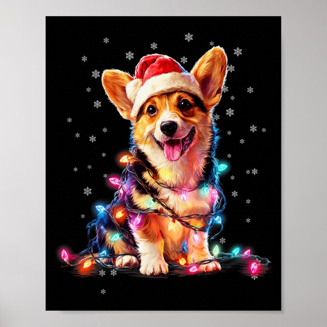 Christmas Dog Corgi Santa Xmas Women Men Kids  Poster (Front)