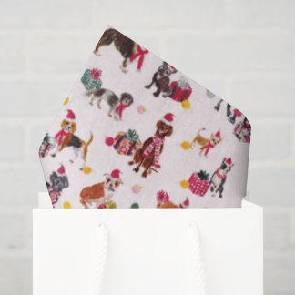 CHRISTMAS DOG CUTENESS CREAM TISSUE PAPER