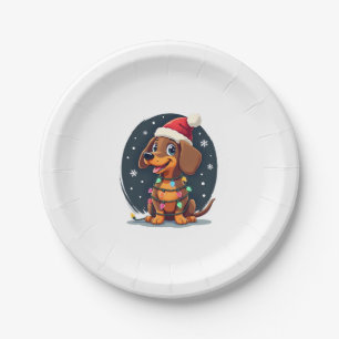Christmas Dog Dachshund Santa Xmas Wiener 2 Paper Plate