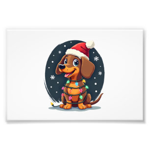 Christmas Dog Dachshund Santa Xmas Wiener 2 Photo Print