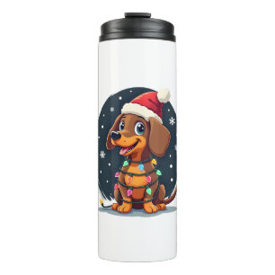 Christmas Dog Dachshund Santa Xmas Wiener 2 Thermal Tumbler