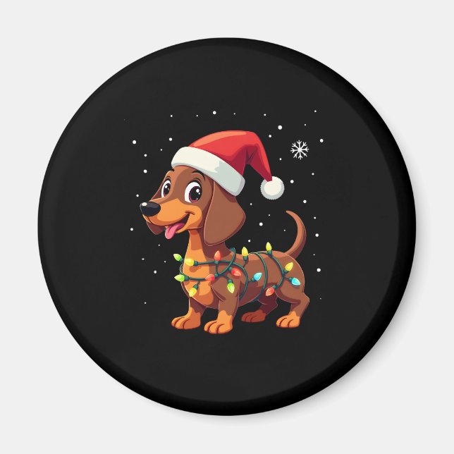 Christmas Dog Dachshund Santa Xmas Wiener 3 Magnet (Front)