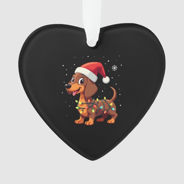 Christmas Dog Dachshund Santa Xmas Wiener 3 Ornament (Front)