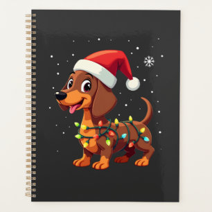 Christmas Dog Dachshund Santa Xmas Wiener 3 Planner