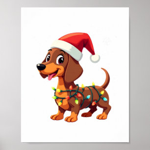 Christmas Dog Dachshund Santa Xmas Wiener 3 Poster