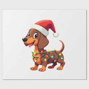 Christmas Dog Dachshund Santa Xmas Wiener 3 Wrapping Paper