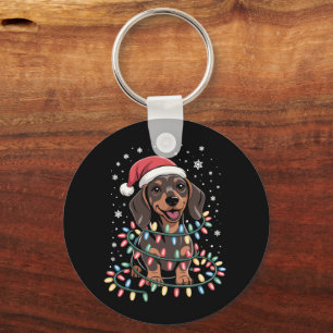 Christmas Dog Dachshund Santa Xmas Wiener Key Ring