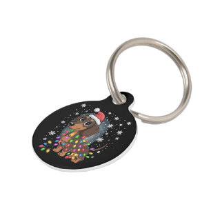 Christmas Dog Dachshund Santa Xmas Wiener Pet Tag