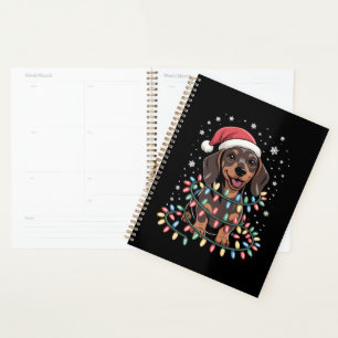 Christmas Dog Dachshund Santa Xmas Wiener Planner