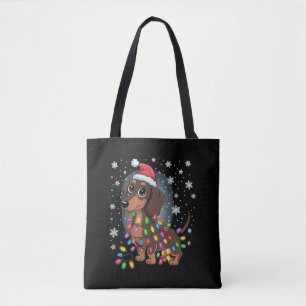 Christmas Dog Dachshund Santa Xmas Wiener Tote Bag
