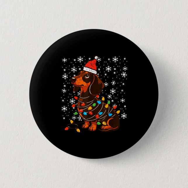 Christmas Dog Dachshund Santa Xmas Wiener Women Me 6 Cm Round Badge (Front)