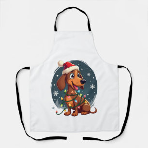 Christmas Dog Dachshund Santa Xmas Wiener Women Me Apron