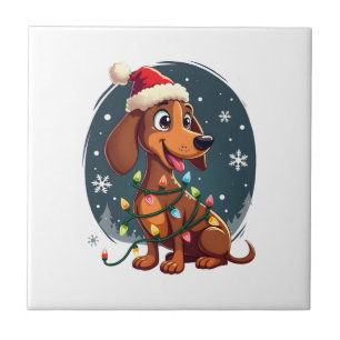 Christmas Dog Dachshund Santa Xmas Wiener Women Me Ceramic Tile