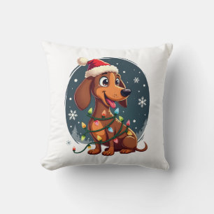 Christmas Dog Dachshund Santa Xmas Wiener Women Me Cushion