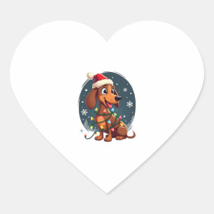 Christmas Dog Dachshund Santa Xmas Wiener Women Me Heart Sticker