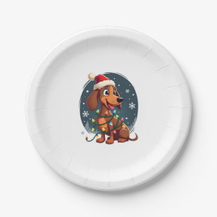 Christmas Dog Dachshund Santa Xmas Wiener Women Me Paper Plate