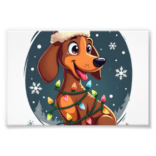 Christmas Dog Dachshund Santa Xmas Wiener Women Me Photo Print