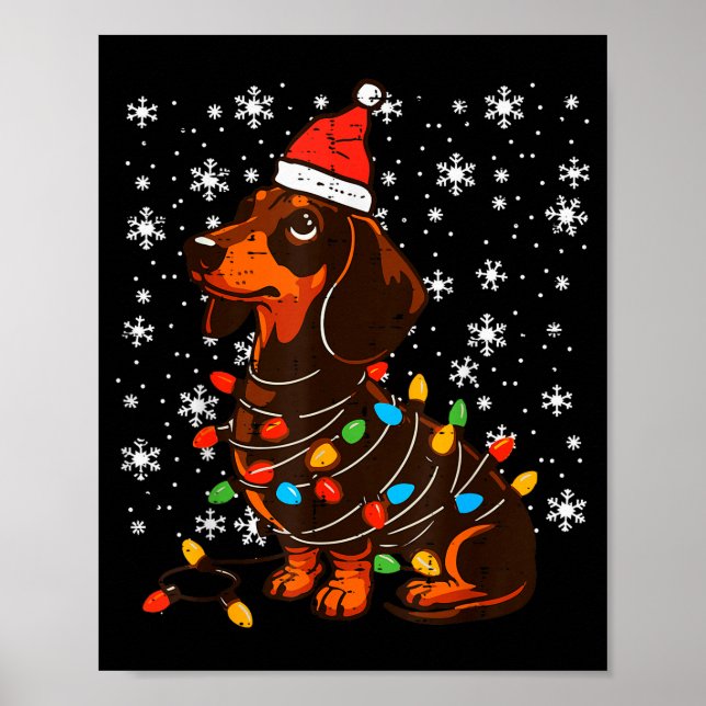 Christmas Dog Dachshund Santa Xmas Wiener Women Me Poster (Front)