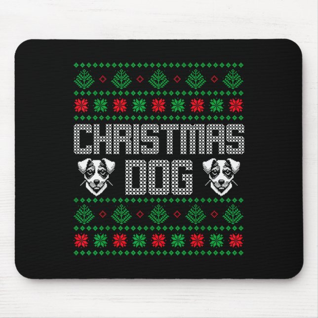 Christmas Dog Dad Sweater Jack Russell Pajama Men  Mouse Pad (Front)