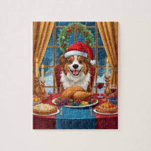 Christmas Dog Dinner Festive Holiday Feast Jigsaw Puzzle